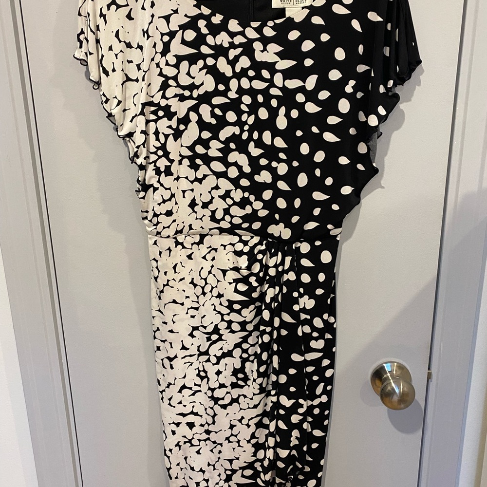 White House Black Market Asymmetrical Black and White Dress